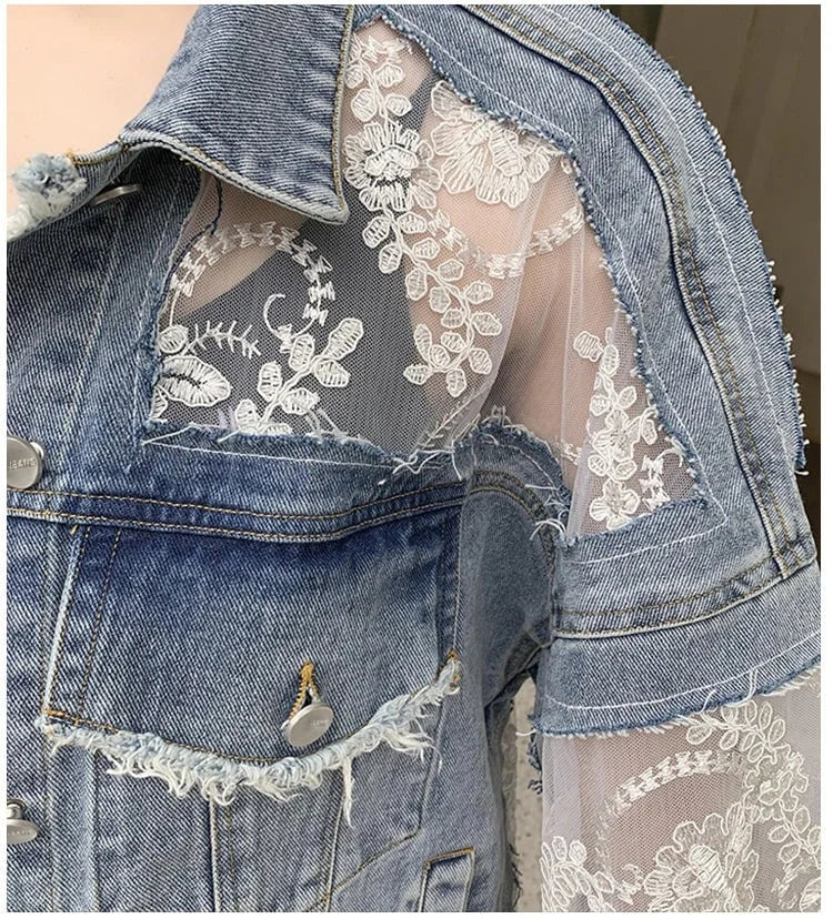 Chaqueta vaquera de encaje