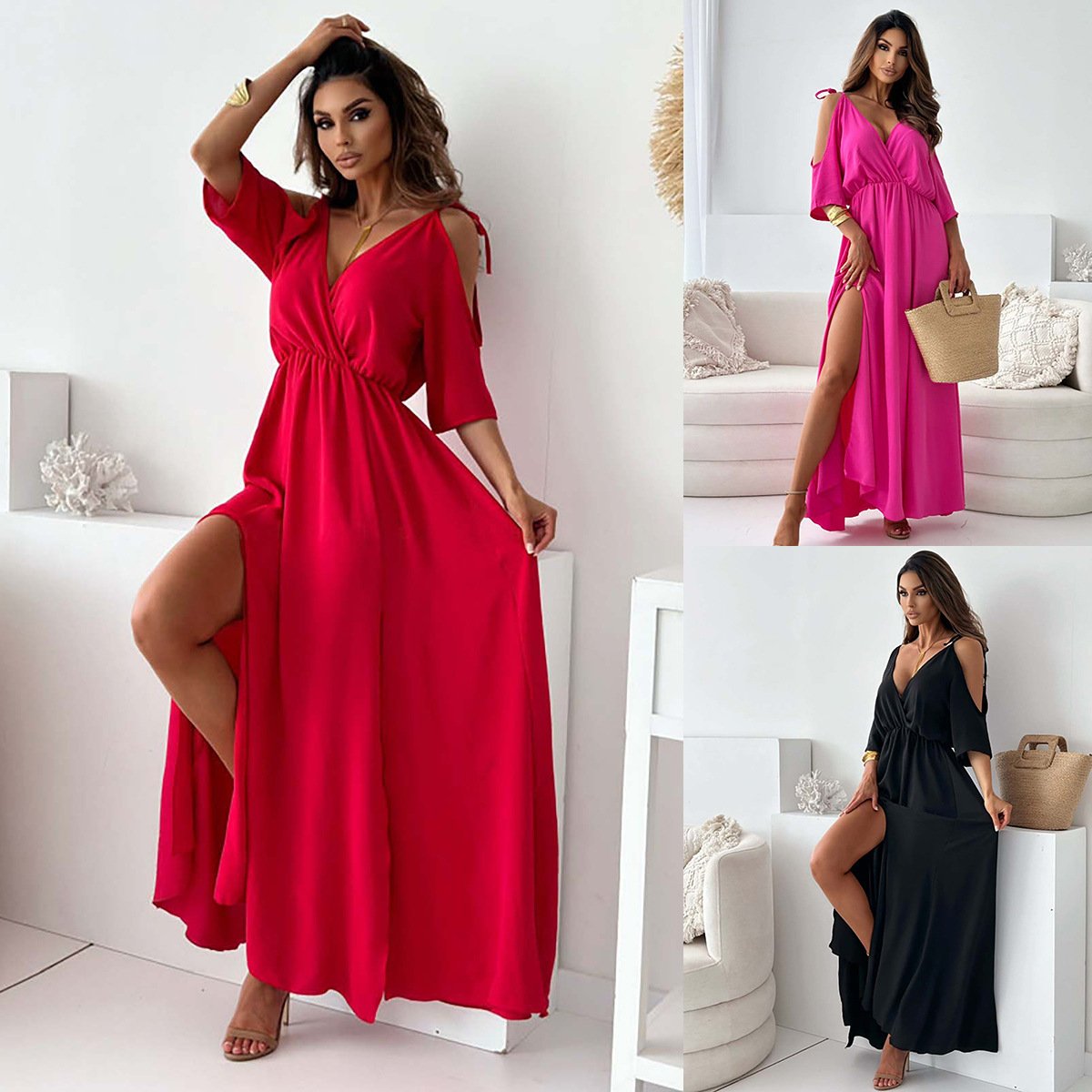 Vestido maxi de cintura alta