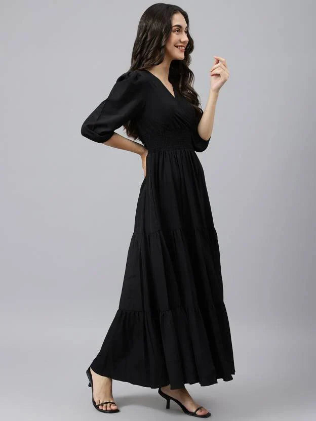 Vestido en V Cielo Zafiro