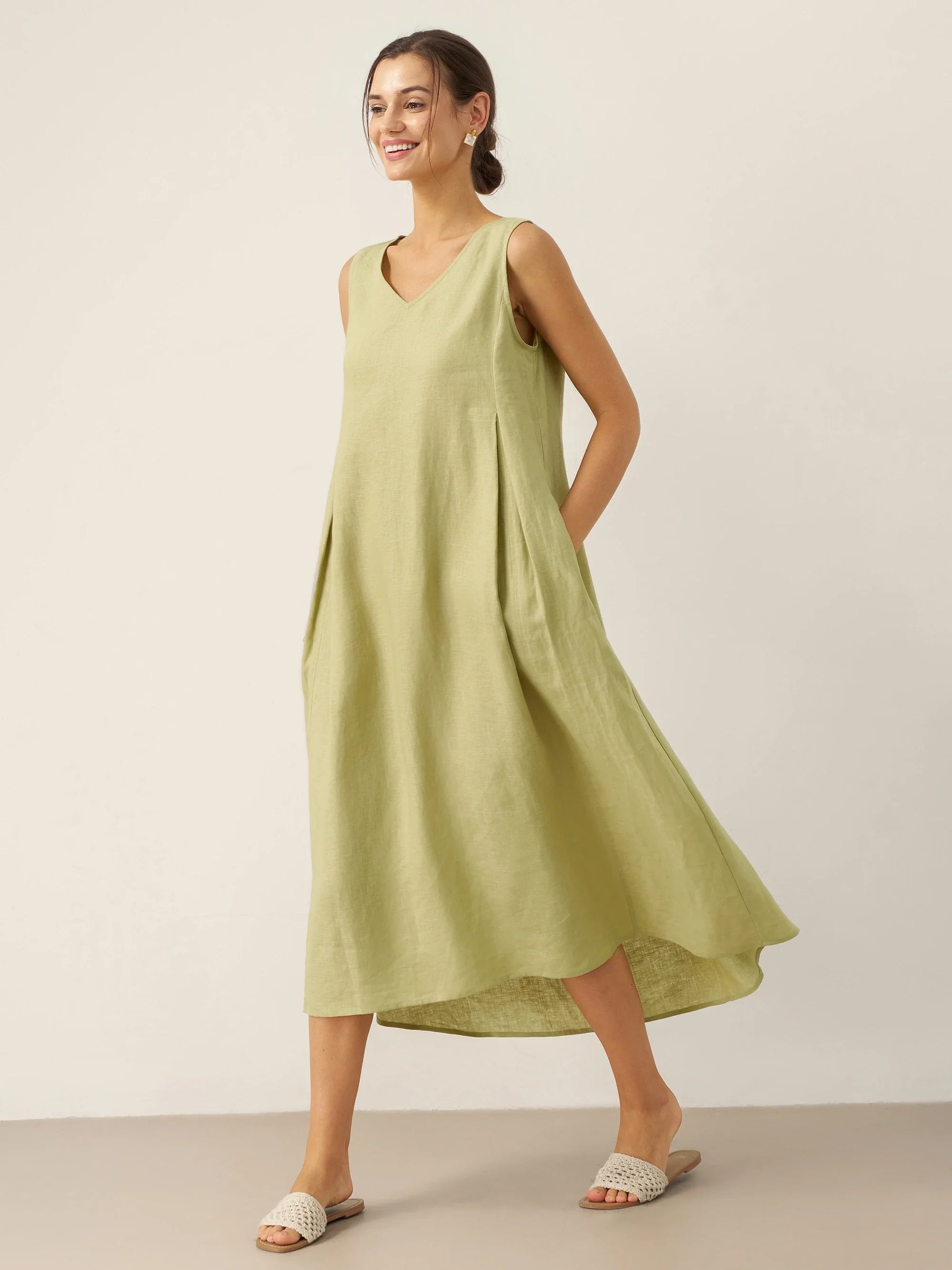 Vestido largo de lino Lily
