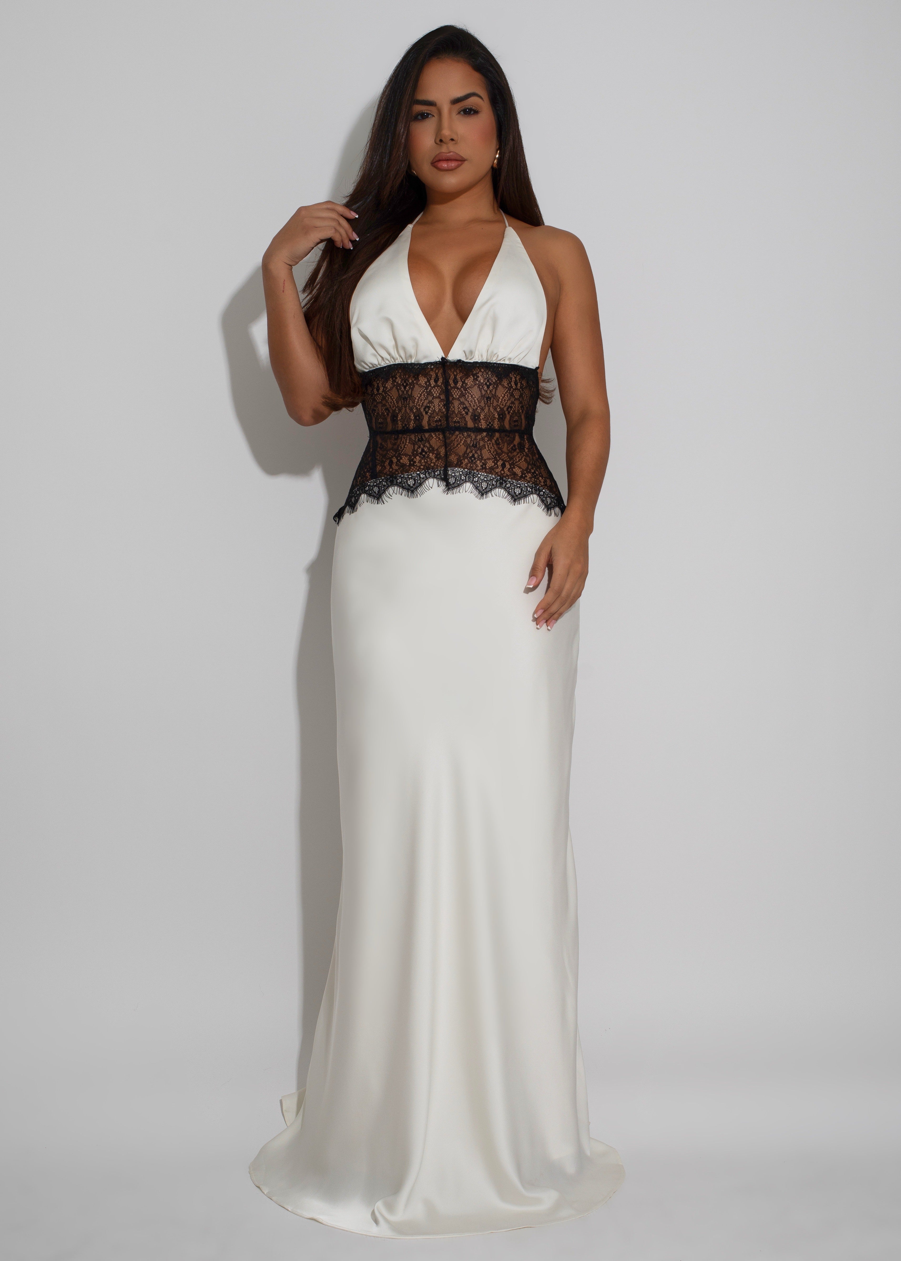 Vestido de Satén y Encaje Moonlit