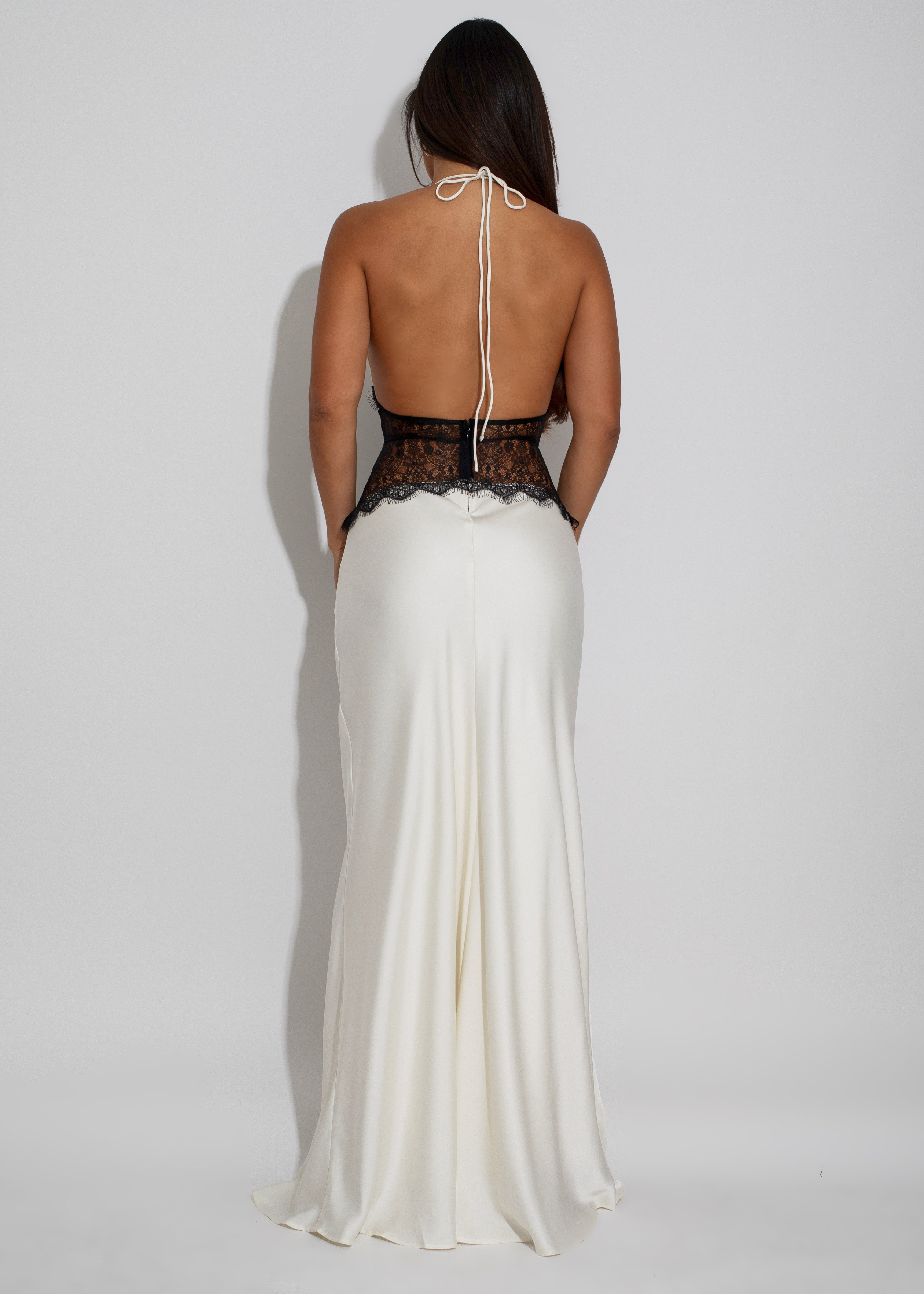 Vestido de Satén y Encaje Moonlit