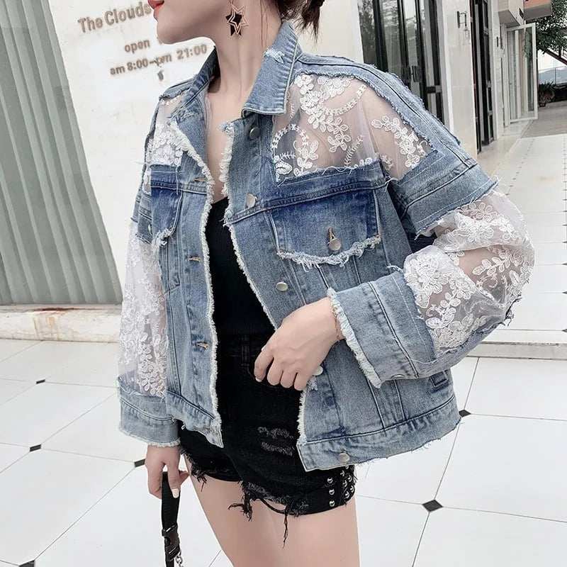 Chaqueta vaquera de encaje