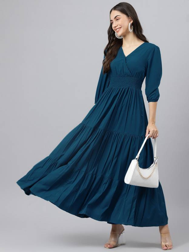 Vestido en V  Cielo Zafiro