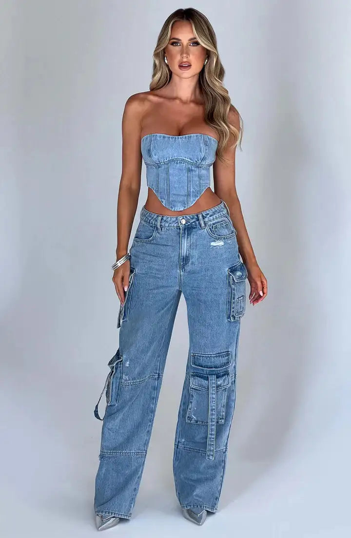 Conjunto denim Estilo Cargo